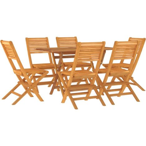 Set da pranzo mobili da giardino mobili da esterno 7 pezzi in legno massello di teak