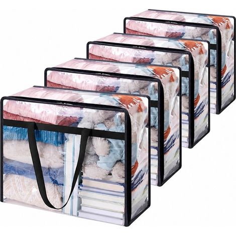 Sacs de rangement transparents pour couettes, grande capacité, en PVC imperméable, pour déménagement en résidence étudiante, 40 L x 4 pièces (1/5)