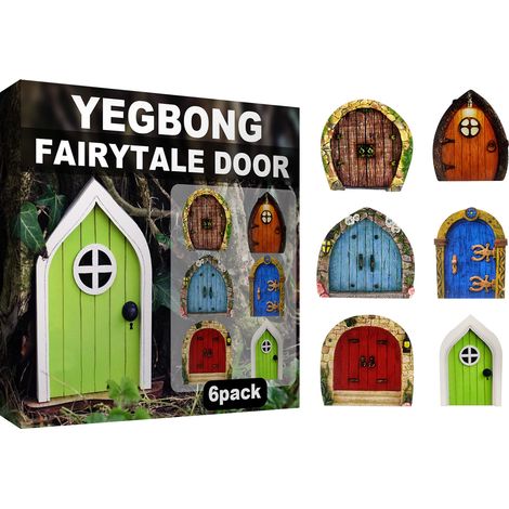 Lot de 6 portes féeriques de jardin, décorations miniatures pour arbres et nains de jardin (1/3)