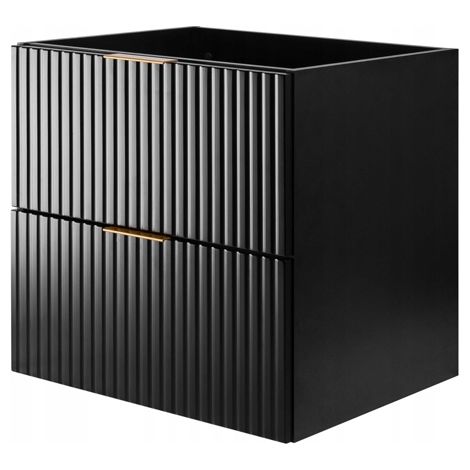 Meuble de Salle de Bain 60 cm - Noir - Design Moderne - Fronts Rainurés et Pratique (1/5)
