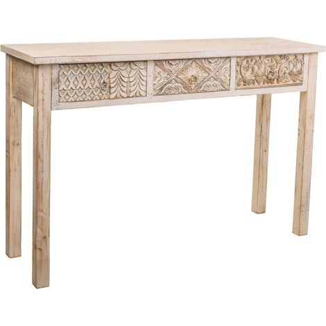 Recibidor de madera tallada 120x35x80