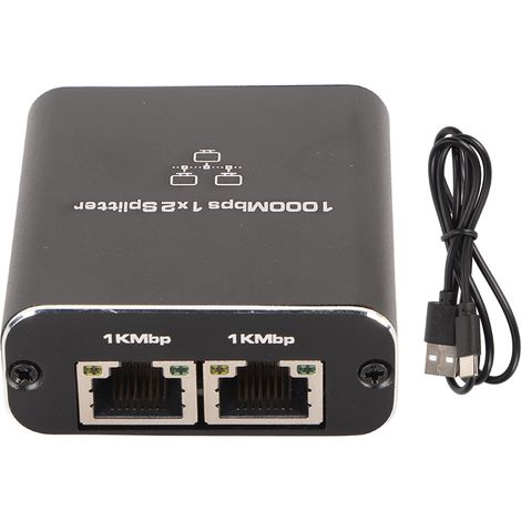 RJ45-Ethernet-Splitter, 1 Eingang, 2 Ausgänge, Gigabit 1000 Mbit/s für Heimnetzwerk, PC, Fernseher und Router