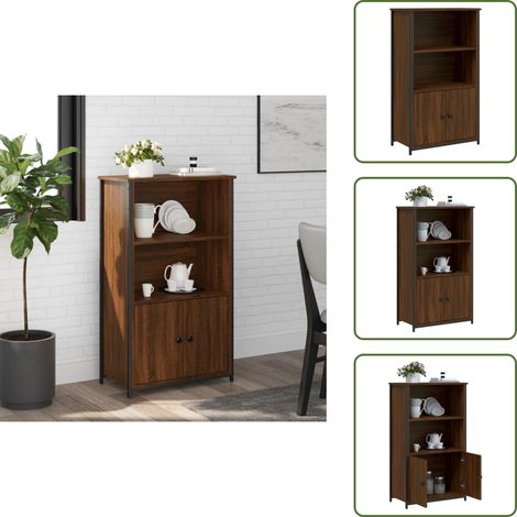 Highboard Braun Eichen-Optik 62x32x103,5 cm Holzwerkstoff - Sideboard - Hochschrank - Wohnzimmermöbel - Eiche Optik - Massivholzmöbel (1/5)