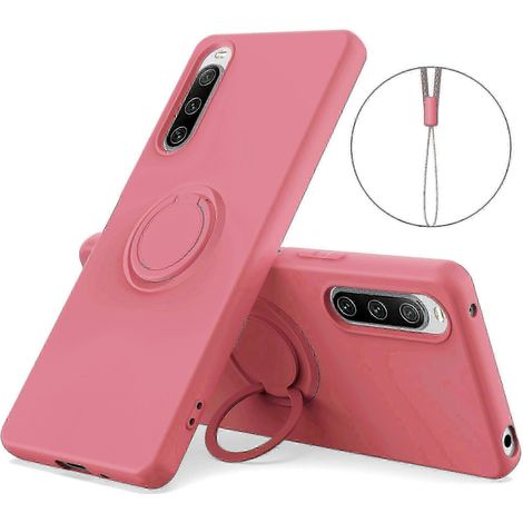 Xperia 10 V Hülle mit drehbarem Ring und Handschlaufe – Verstärkter Schutz aus Flüssigsilikon, stoßfeste Hülle mit Fingerauflage (1/5)