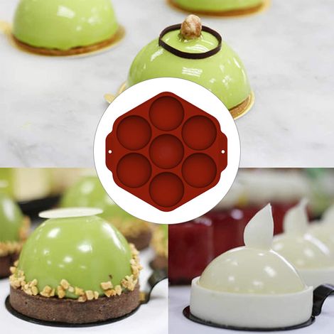 Moule silicone sphère 7 cavités demi sphère pour chocolat bombes chocolat dessert mousse cake diamètre 2.7 inches matériel silicone alimentaire -40°F 446.0°F (1/5)