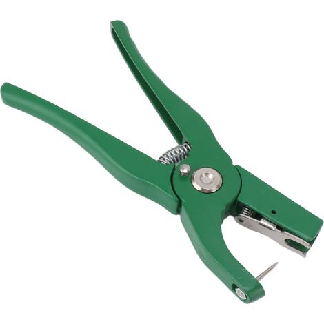 Pince à boucles auriculaires verte en alliage d'aluminium, applicateur de boucles auriculaires portable pour bétail, pour la ferme. (1/5)
