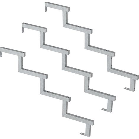 3er Set Stahl Treppenwange 4 Stufen - Option für Setzstufen-Höhe 68cm