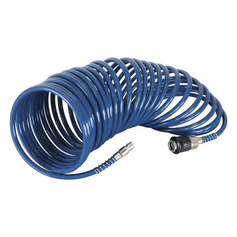 Scheppach Tuyau à air comprimé en spirale - Longueur : 10 m - Avec raccord rapide - Mamelon 1/4" - Pour compresseurs