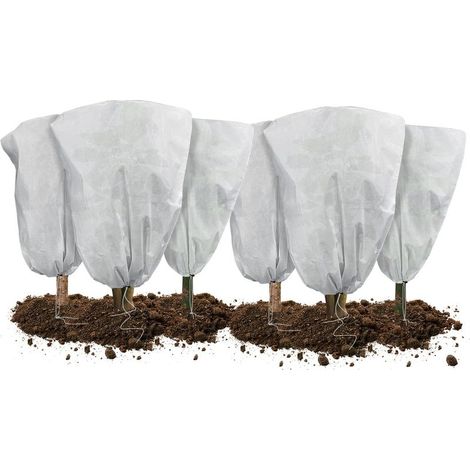 Lot de 6 Housse Hivernage Plante avec Cordon de Serrage Voile d’Hivernage en Polypropylème 80g/m² Housse de Protection pour Plantes Réutilisable Résistant 80x100cm (1/5)