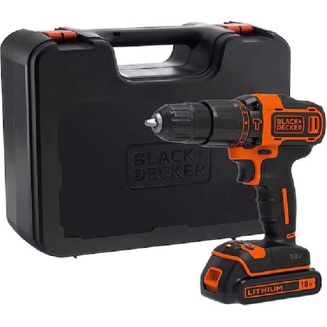 BLACK+DECKER - Trapano a percussione AKU da 18 V, 1 batteria Li-Ion da 1,5 Ah, caricabatterie BDCHD18K-QW (1/10)