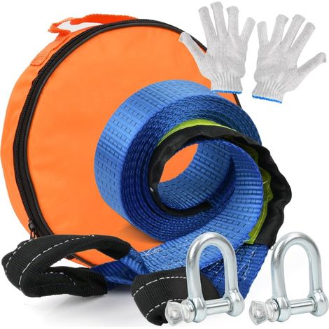 Corde Remorquage Universelle 8T Voiture 4,8m×5cm Kit de CordeRemorquage Câble de Récupération Tout-Terrain Universel Sangle de Remorquage d'urgence Corde de Récupération Voiture Abschleppseil (1/5)