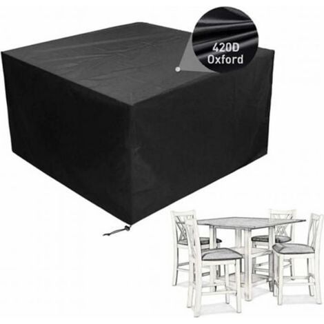 Housse de table carrée,imperméable, adaptée à la protection UV coupe-vent et anti-poussière pour meubles de table,chaises et (1/4)