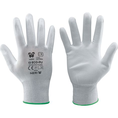 Guanti Tg. 9 Neri Eco Pu Bianco 12 Coppia