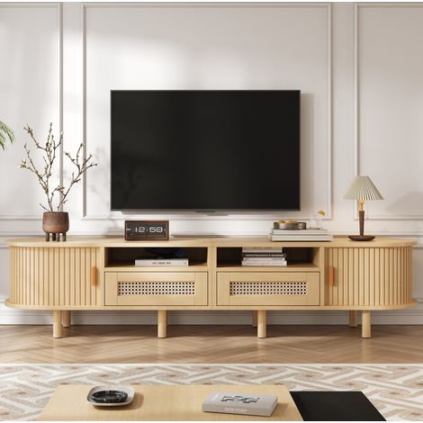 Mueble TV marron MDF y metal - soporte giratorio 32-65 pulgadas con 3 estantes (1/5)