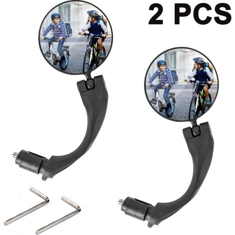 2 rétroviseurs de vélo pour guidon, rétroviseurs de vélo réglables en bout de guidon, rétroviseurs de vélo rotatifs pour guidon