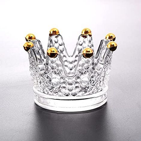 Crystal ashtray, personalized ashtray, transparent ashtray, candle holder (color: gold beads) (1/5)