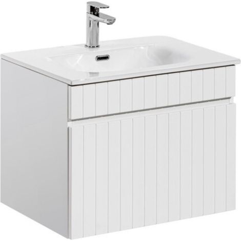 Set ICON bianco: mobile sotto lavabo 60cm + lavabo da incasso in ceramica bianca (1/5)