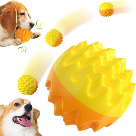Balle à mâcher couineuse pour chien avec picots – Balle en caoutchouc résistant pour l'hygiène dentaire – Jouet flottant pour tous les chiens