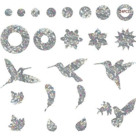 Bird Collision Protection Window Stickers, Anti-Collision Glass Door Protection Silhouette Window Stickers to Prevent People and Birds, 24 Pieces (1/4)