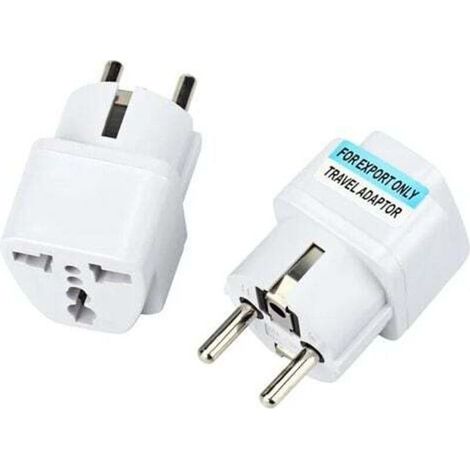 2x Adaptateur Universel Secteur US//Chine vers Europe (EU) / France (FR) Prise électrique avec Terre Normes CE RoHS 16A Blanc Compatible with Clarisonic mia2, Philips,Oral b, Samsung (1/4)