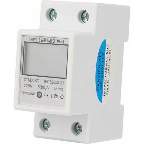 Contatore digitale di energia elettrica monofase a 2 fili, 2P, 220 V, 5 (80) A, 220 V, 5 (80) A (1/5)
