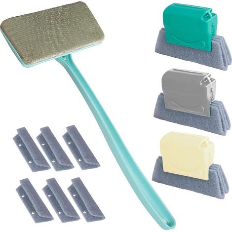 Kit de nettoyage pour moustiquaires et rails, brosse de nettoyage pour moustiquaires, manche détachable à longue portée de 37,6 cm, utilisation sur surfaces sèches et humides (1/5)
