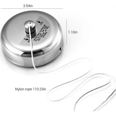 Séchoir à linge retractable sans perforation avec corde nylon ajustable - Carcasse stainless steel 9cm, rope 2.8m (1/5)