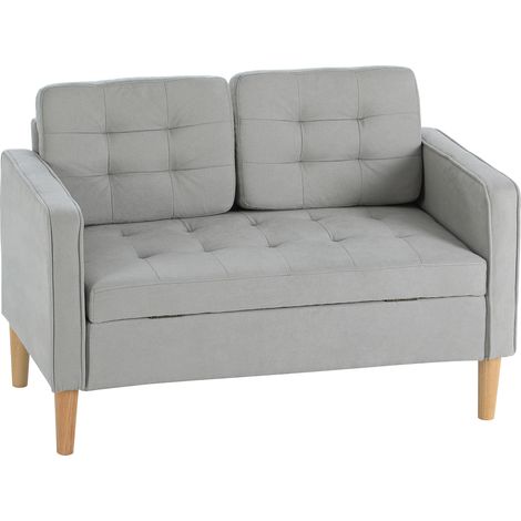 Sofá de 2 plazas con almacenamiento en terciopelo gris claro 117 x 62 x 78 cm (1/5)