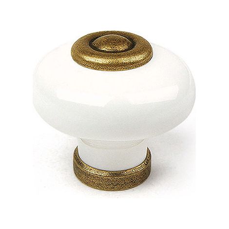 Lot De 4 Boutons De Meuble Rond Porcelaine Brillant H.28 X L.31 X P.31 Mm