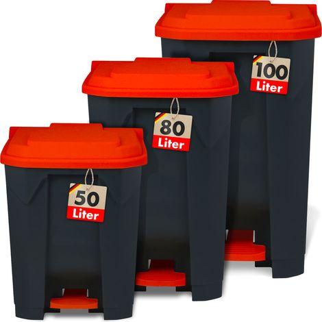 Poubelle conteneur Tri sélectif simplifié Pour la maison, le commerce, Rouge 80 Litres - 49,3 x 43 x 71 cm