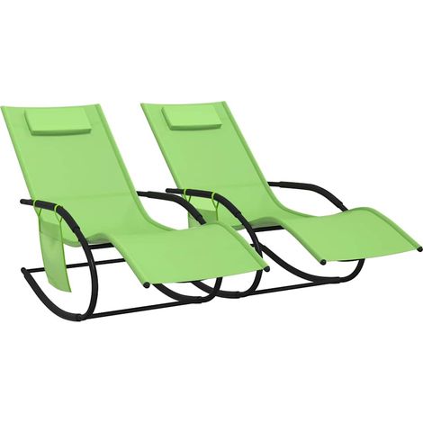 Maison Exclusive - Schaukelliegen 2 Stk. Grün Stahl und Textilene