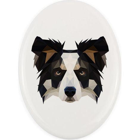 Border Collie: una placa geométrica con una foto e inscripción de Art-Dog (1/4)