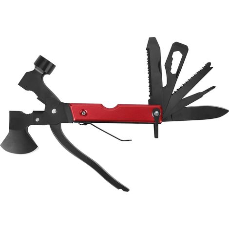 15-in-1 Multifunktionales Camping-Überlebensset: Hammer, Axt, Schraubendreher, Zange, Flaschenöffner (Rot) (1/5)
