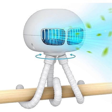 AMXCNOY Tragbarer Kinderwagenventilator, 5000mAh Akkubetrieben, 3 Geschwindigkeitsstufen, USB-wiederaufladbarer Mini-Ventilator (1/5)