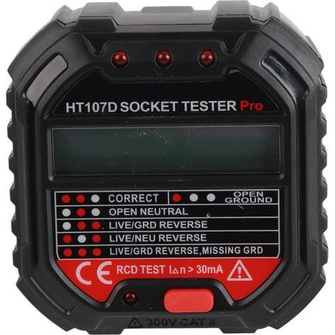 Jeffergarden HT107D Digital LCD Outlet Tester, Power Fault Checking Tool, Detector, Electroscope (1/5)