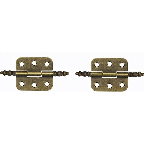 Lot de 2 charnières antiques 70x35mm 6 trous, style vintage pour porte placard (1/5)