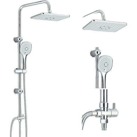 Ensemble de robinet de douche, monté au mur, fonctionnalité pluie et main, Chrome (1/2)