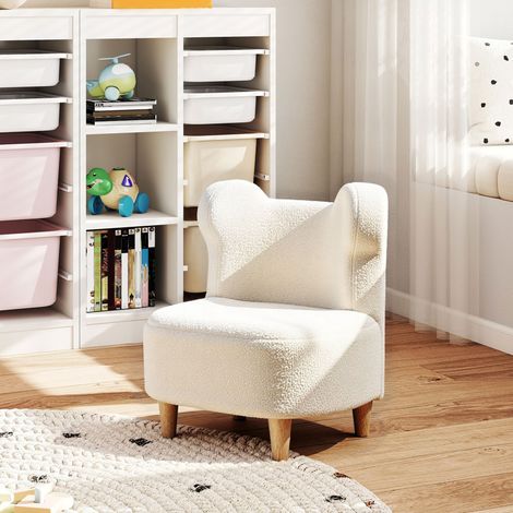 Fauteuil enfants canapé pour enfants avec dossier en forme ours, tissu en polaire teddy, 47 x 43 x 53 cm, beige (1/5)