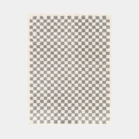 Tapis damier à poils longs - Colorama - Gris coloré - 80 x 150 cm (1/5)