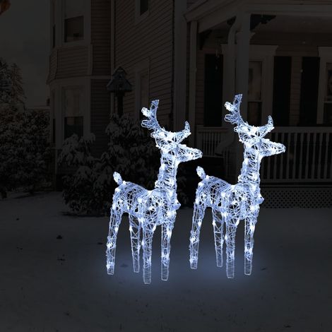 Décoration de Noël - Lot de 2 Rennes de Noël 80 LED Blanc froid Acrylique -WYW83940 (1/5)