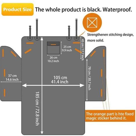 Housse de protection coffre voiture pour chien - couvre dossier/tapis de voyage noir, robuste et résistant à l'eau (1/4)