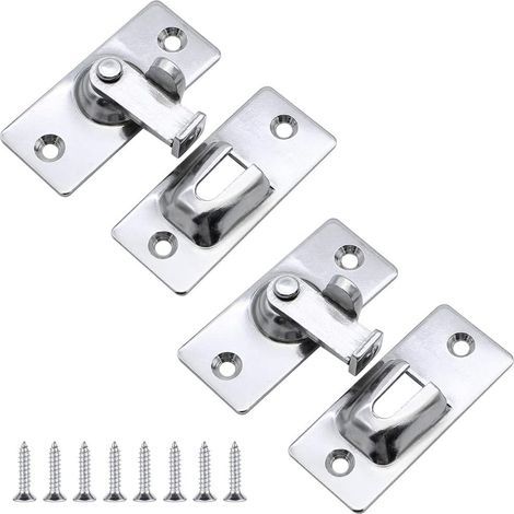 Sicherheitstürriegel mit 90°-Winkel, Schiebetürschloss, Edelstahl, mit Schrauben für Schlafzimmer, Garten, Badezimmer – Silber (1/5)