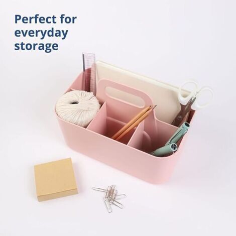 Organisateur Empilable – Caddy Portable pour Salle de Bain, Bureau, Loisirs Créatifs ou Fournitures Scolaires (Rectangulaire, Rose) (1/3)