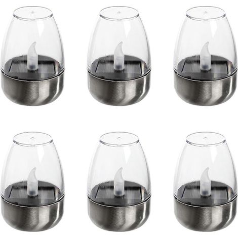 Lot de 6 bougies solaires LED étanches en forme de verre à vin, veilleuse portable à énergie solaire pour l'intérieur et l'extérieur, flexible, pour tables, jardin, terrasse (1/5)