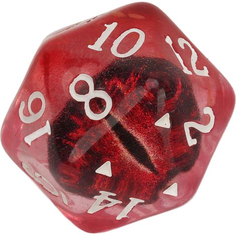 Dé de résine rouge 18 faces, fait main pour jeux de table, décoration de bureau, accessoire d'Halloween. (1/5)