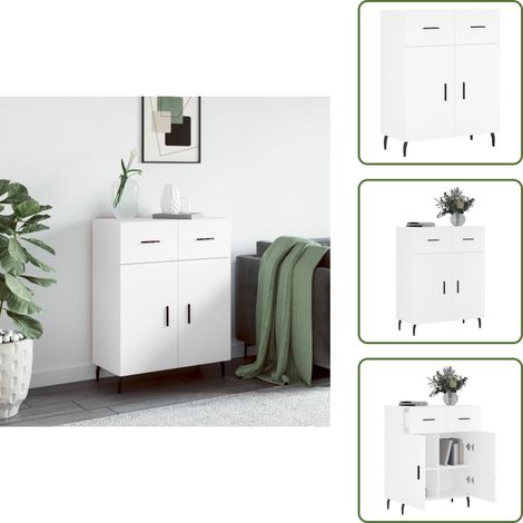 The Living Store Buffet blanc 69,5x34x90 cm bois d'ingénierie - Meuble de rangement (1/5)