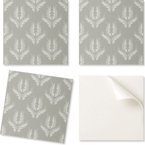 Baldosas de vinilo estampadas listas para instalar con un elegante dise帽o floral de 9x30x30 cm.