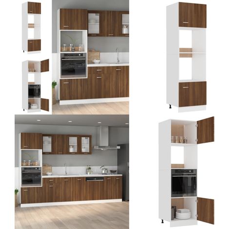 Mikrowellenumbauschrank Braun Eichen-Optik 60x57x207 cm - Küchenmöbel - Holzschrank - Eiche Dekor - Aufbewahrungsschrank - Esszimmertisch - Home & Living (1/5)