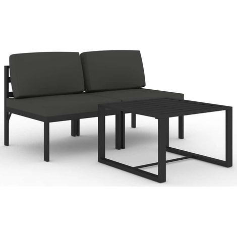 Maison Exclusive - 3-tlg. Garten-Lounge-Set mit Kissen Aluminium (1/5)