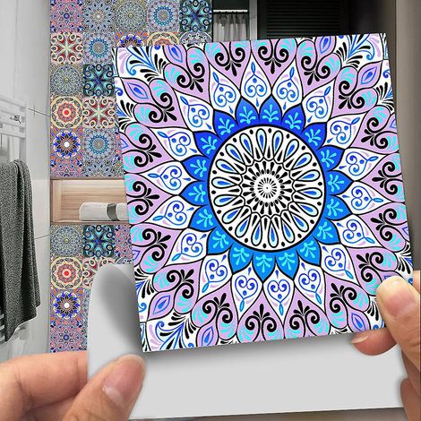 10 Pcs Papier Peint Carrelage Autocollant Tuiles De Simulation Sticker 10 X 10 Cm Style Mosaque Sticker Mural Film Dcoratif Impermable Pour Carrea (1/5)